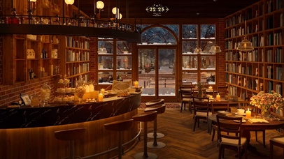 冬日雪天咖啡馆