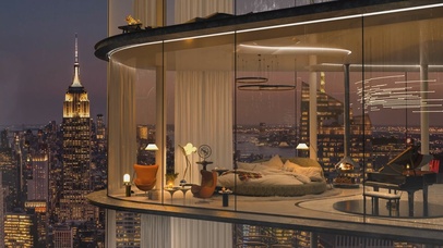 唯美治愈雨天城市奢华房间