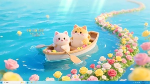 可爱花海猫咪