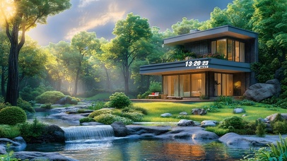 护眼户外溪水别墅