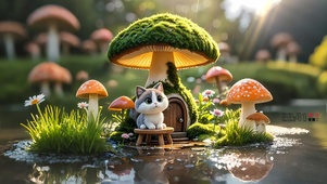 躲雨的小猫咪