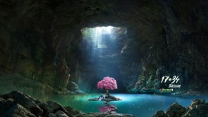 唯美洞穴樱花树