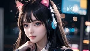 赛博朋克猫耳美女