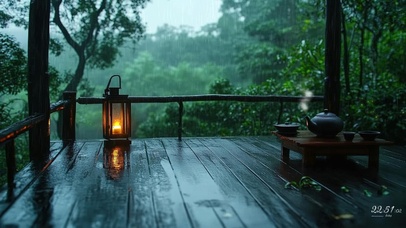 森林茶座雨