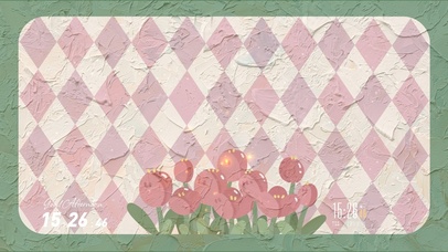 文艺油画 小清新菱格郁金香