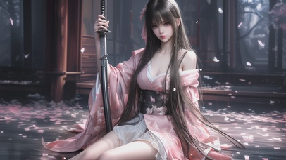 可爱和服美女武士