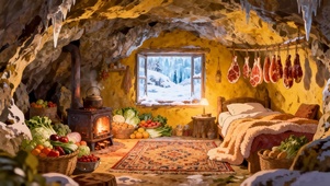 岩洞中温暖的家