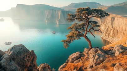 贝加尔湖畔的崎岖悬崖