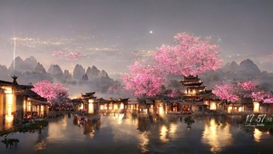 江南水乡桃花