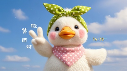 微笑面对可爱小白鸭