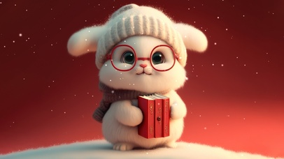 4K可爱呆萌眼镜小兔子