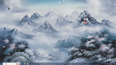 水墨山水AI插画-桌面主题