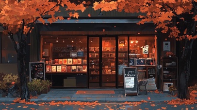 秋日治愈街头商店