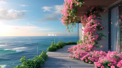 4K唯美浪漫玫瑰海岸