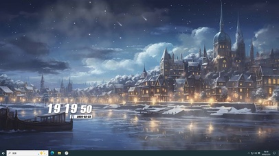 夜景城堡雪景桌面主题