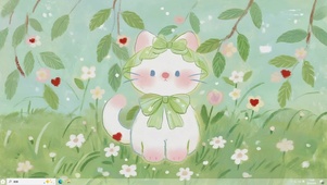 可爱绿叶下猫咪