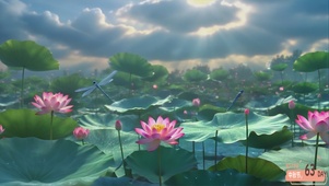 蜻蜓立荷