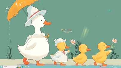 雨天春游小鸭子
