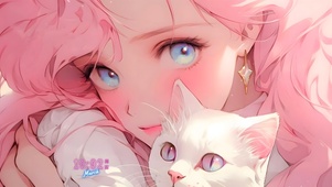 白猫粉发少女