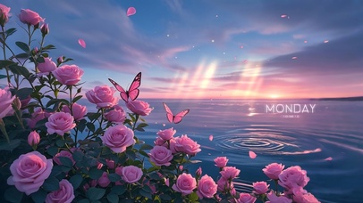 浪漫海边夕阳玫瑰