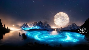 治愈湖景月色