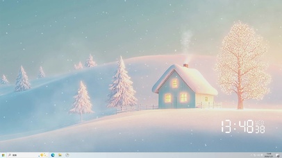 雪景房屋树木主题