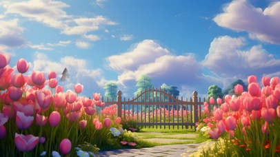 篱笆外的郁金香