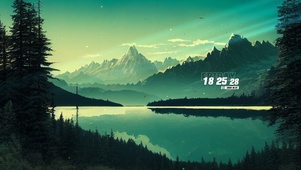 极光夜空森林