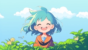 花丛清新少女