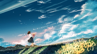 4K唯美治愈夏日动漫晚霞天空