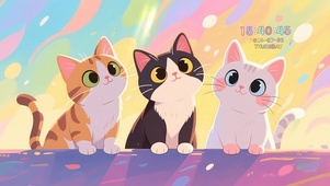呆萌三只猫
