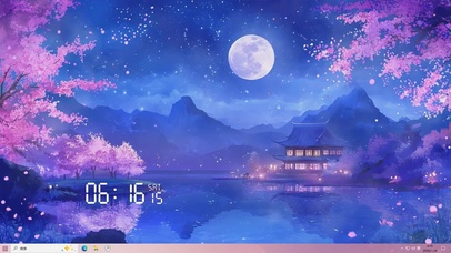 古风樱花树木夜景主题