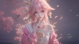 可爱粉色头发女孩