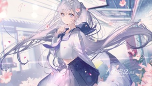 清纯花落少女
