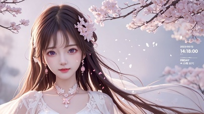 甜美粉色桃花女孩