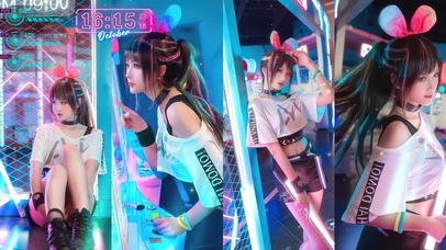 酷炫美女（带粒子时钟）