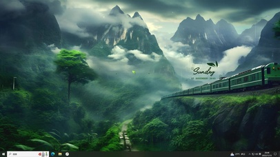 护眼主题 观雨雾深山