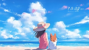 海边少女和柯基