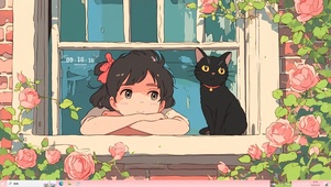 4K花窗女孩主题