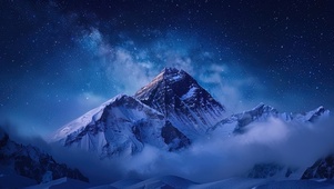唯美星空雪山夜景
