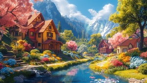 清新湖畔小屋