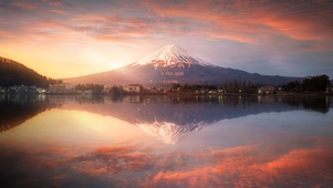 唯美夕阳晚霞富士山