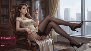 芙蓉初绽，倚栏之态连露珠不自溅