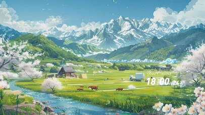 护眼蓝天白云草地