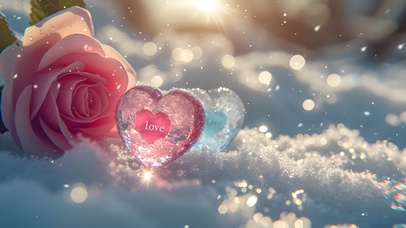 雪中玫瑰与水晶