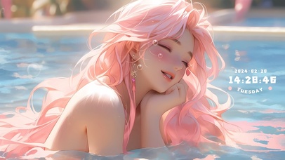 纯欲气质泳池少女