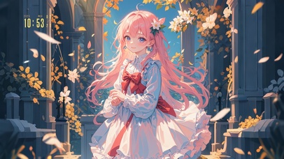 4K 粉发甜美动漫女孩