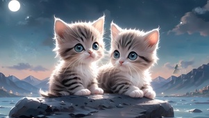 月光下的小猫咪