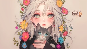 可爱鲜花女孩