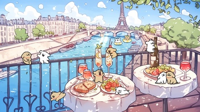 塞纳河畔的线条小狗